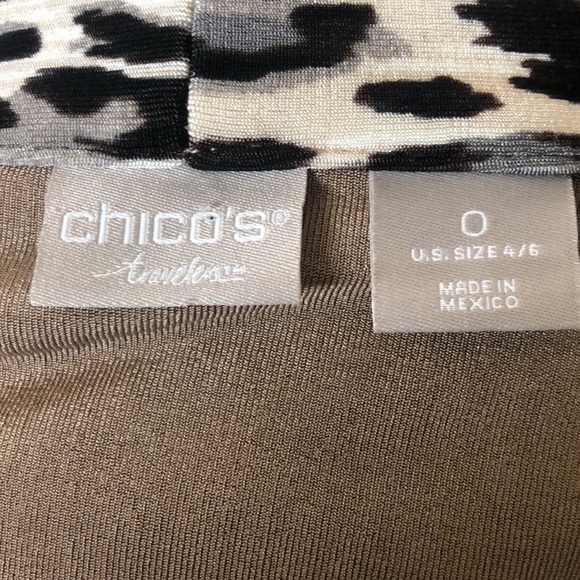 Chico’s Travelers Slinky Classic Knit Animal Print Border Cardigan Jacket S - Picture 8 of 8